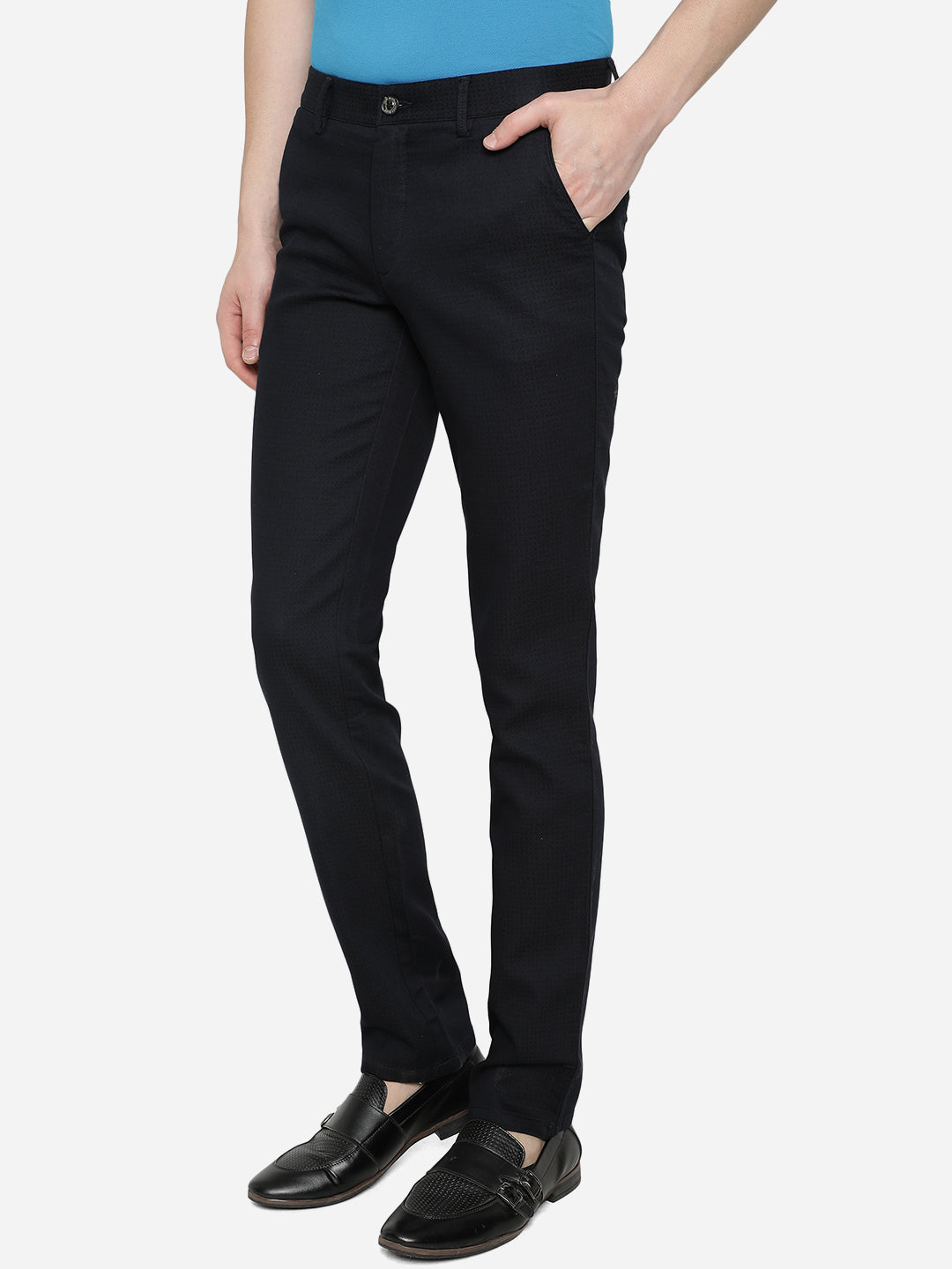 Black Solid Super Slim Fit Casual Trouser | Greenfibre