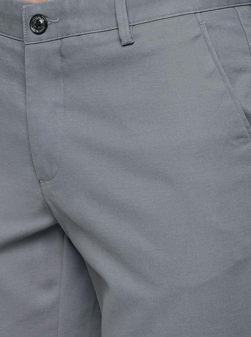 Grey Solid Uno Fit Casual Trouser | JadeBlue