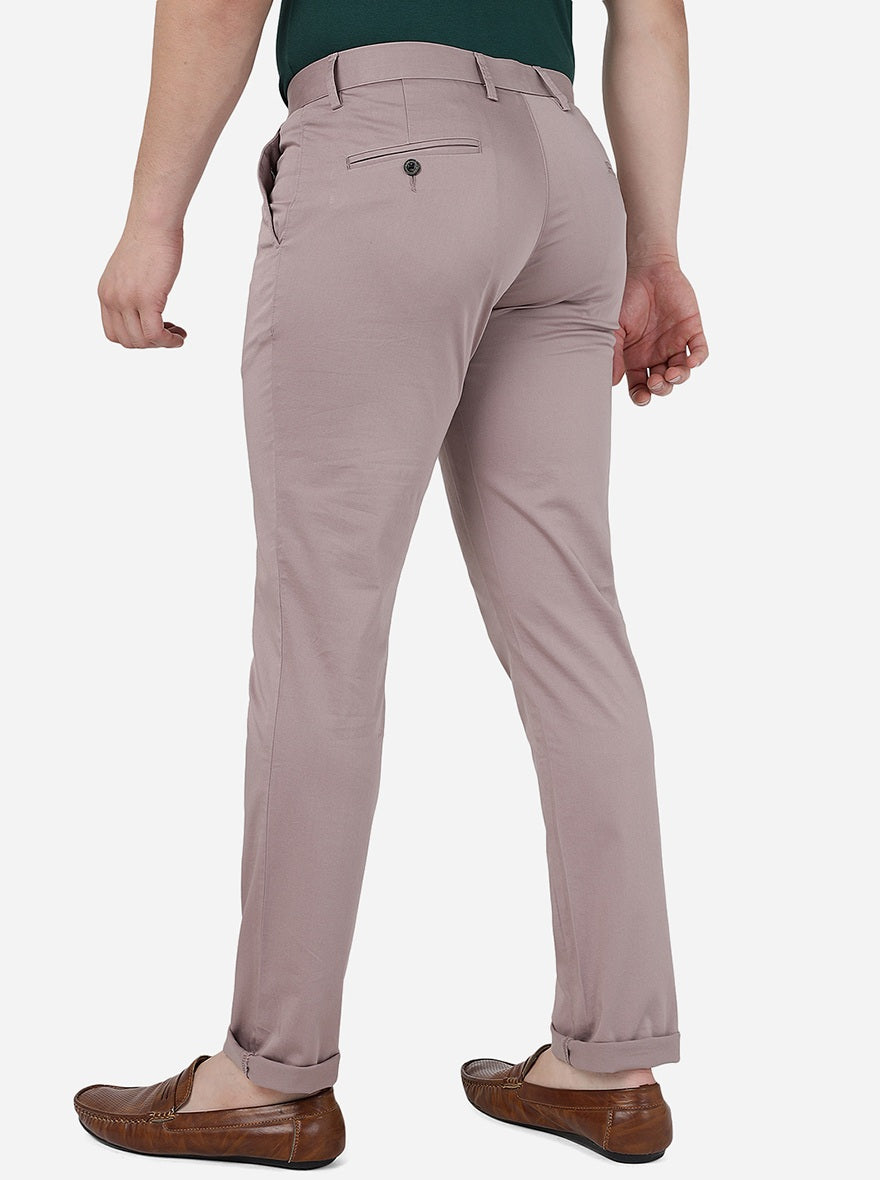 Mauve Solid Uno Fit Casual Trouser | JadeBlue