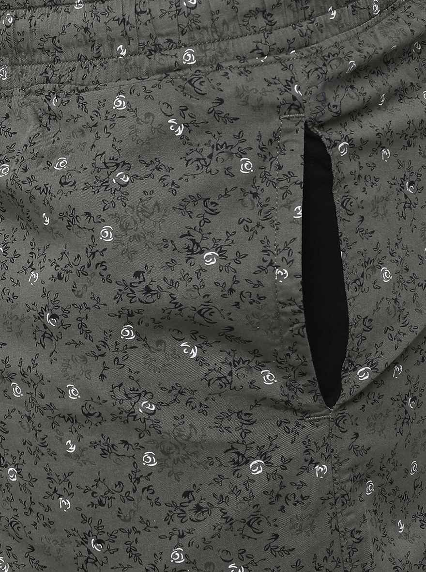 Olive Printed Regular Fit Shorts | JadeBlue