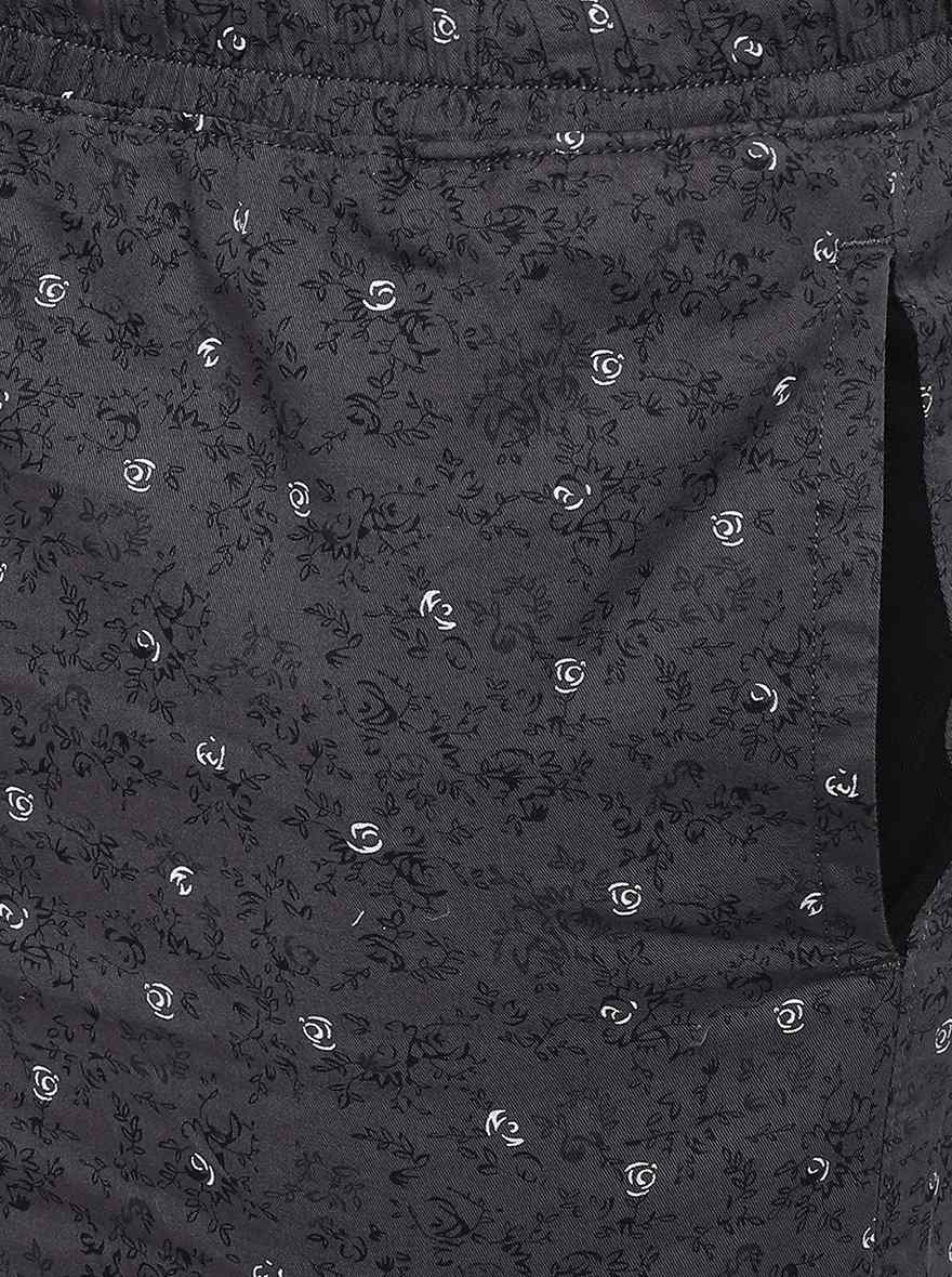 Dark Grey Printed Regular Fit Shorts | JadeBlue