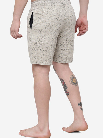 Beige Printed Regular Fit Shorts | JadeBlue