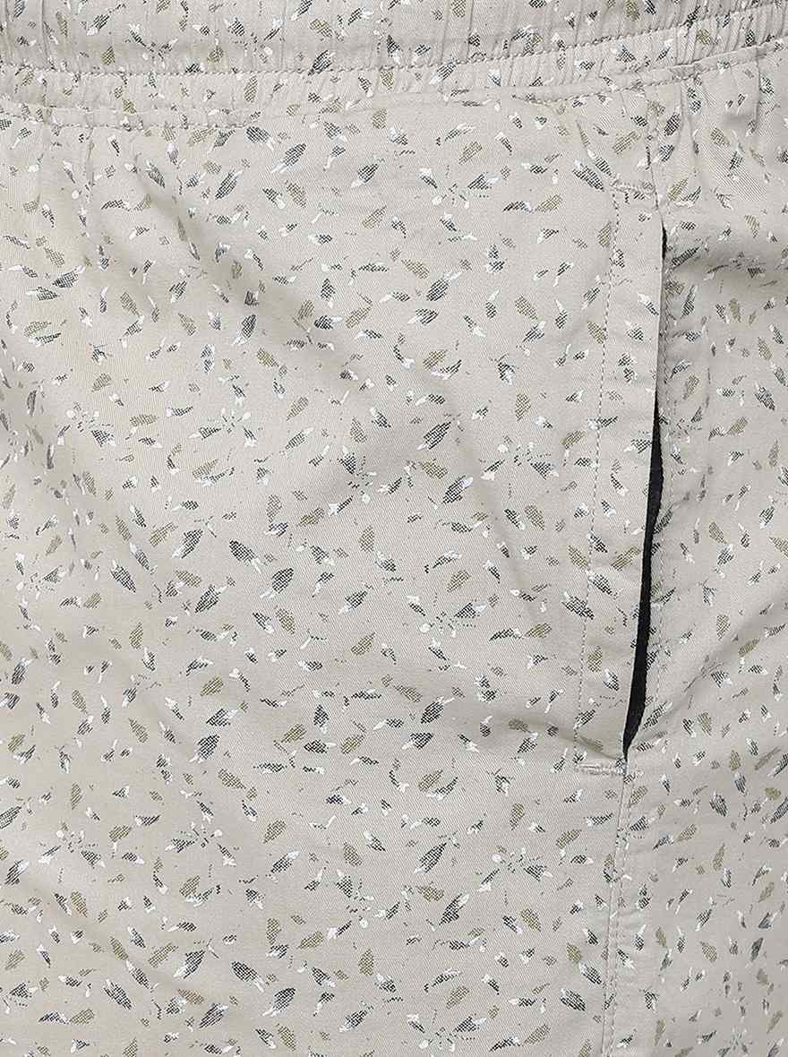 Beige Printed Regular Fit Shorts | JadeBlue
