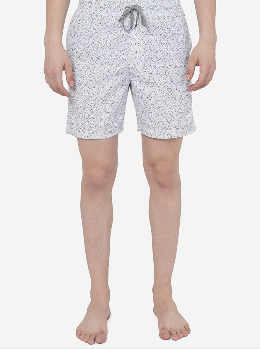 White Printed Slim Fit Shorts | JadeBlue