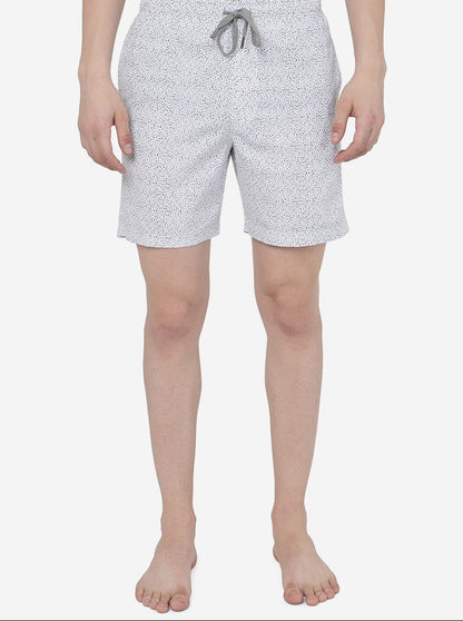 White Printed Slim Fit Shorts | JadeBlue