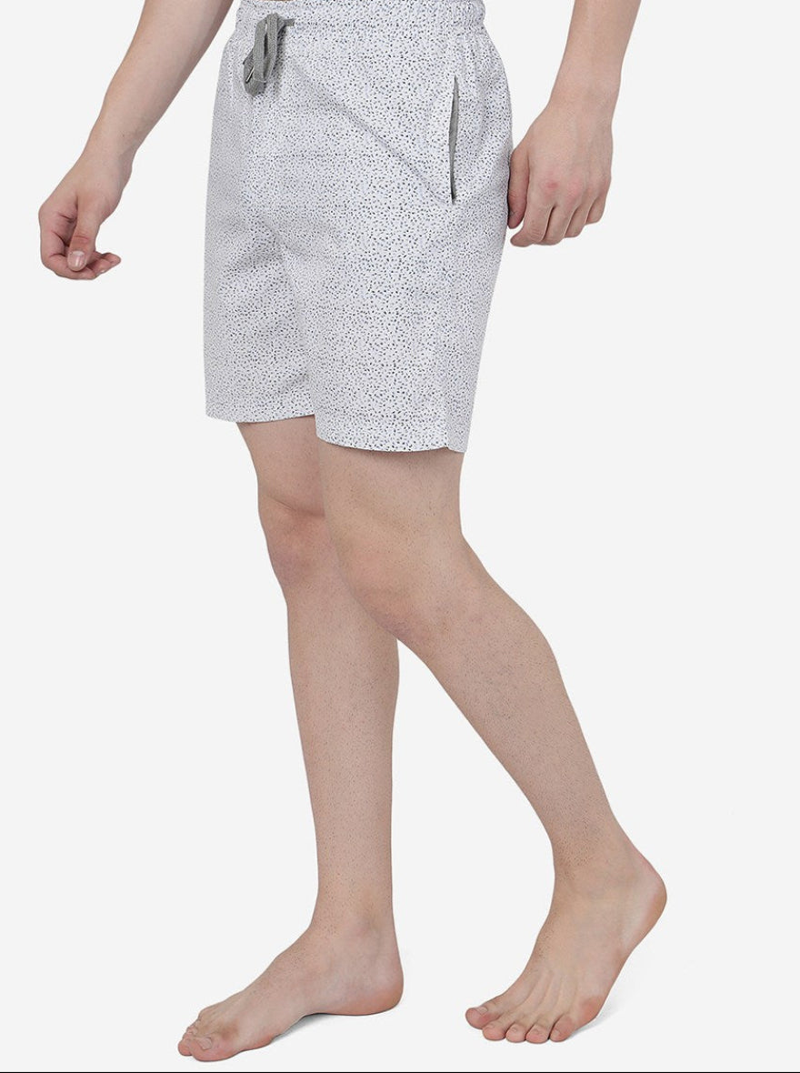 White Printed Slim Fit Shorts | JadeBlue