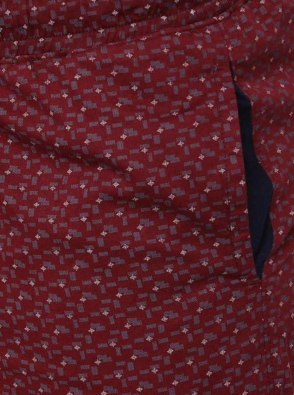 Maroon Printed Regular Fit Shorts | JadeBlue
