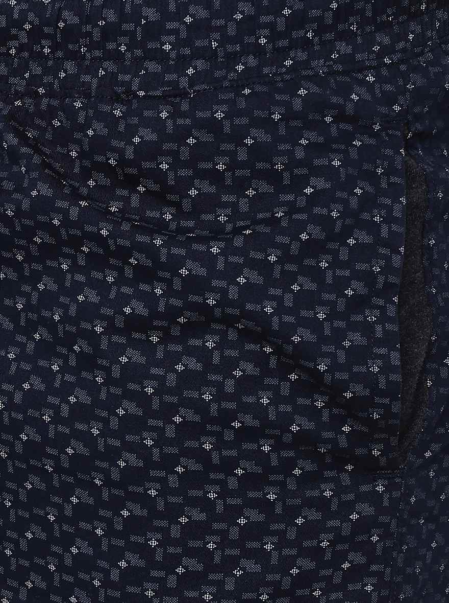 Navy Blue Printed Regular Fit Shorts | JadeBlue