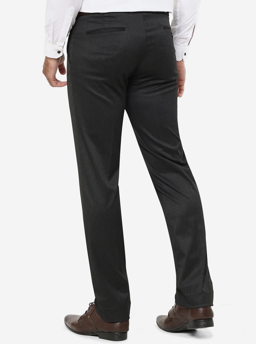 Grey Solid Slim Fit Formal Trouser | Metal