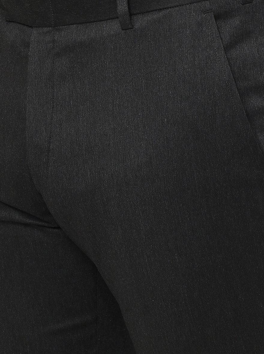 Grey Solid Slim Fit Formal Trouser | Metal