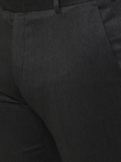 Grey Solid Slim Fit Formal Trouser | Metal