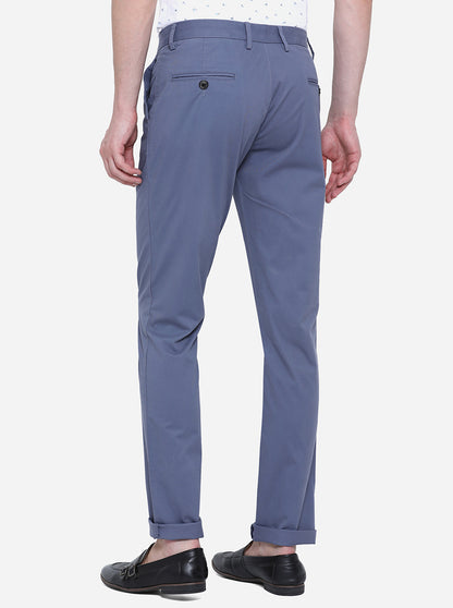 Crown Blue Solid Uno Fit Casual Trouser | JadeBlue