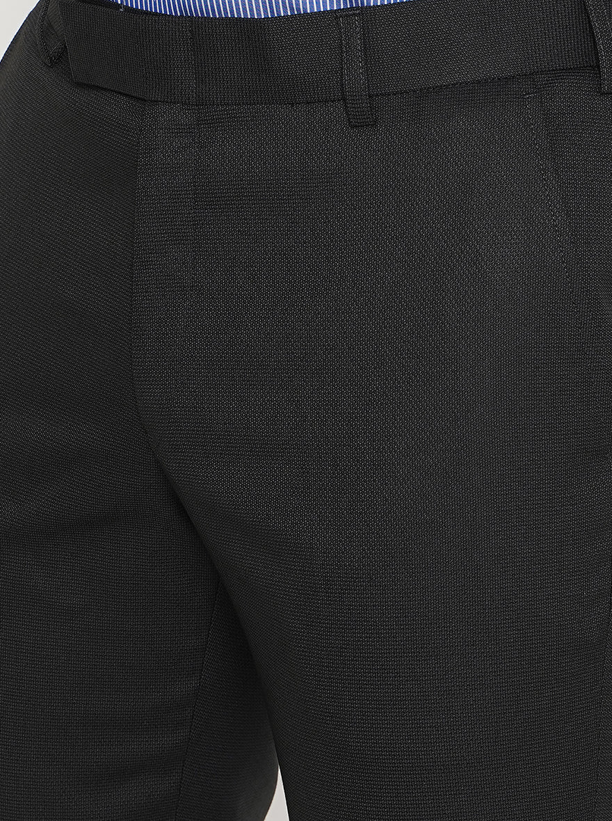 Black Solid Slim Fit Formal Trouser | Greenfibre