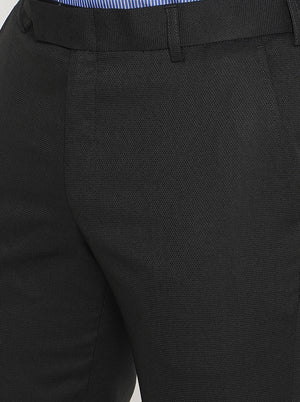 Black Solid Slim Fit Formal Trouser | Greenfibre