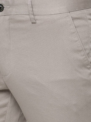 Off-White Checked Uno Fit Casual Trouser | JadeBlue