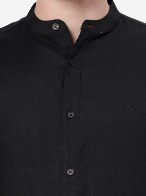 Black Solid Slim Fit Casual Shirt | JadeBlue