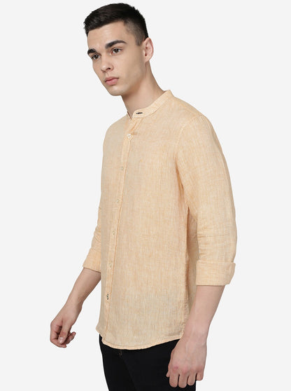 Marigold Solid Slim Fit Casual Shirt | JadeBlue