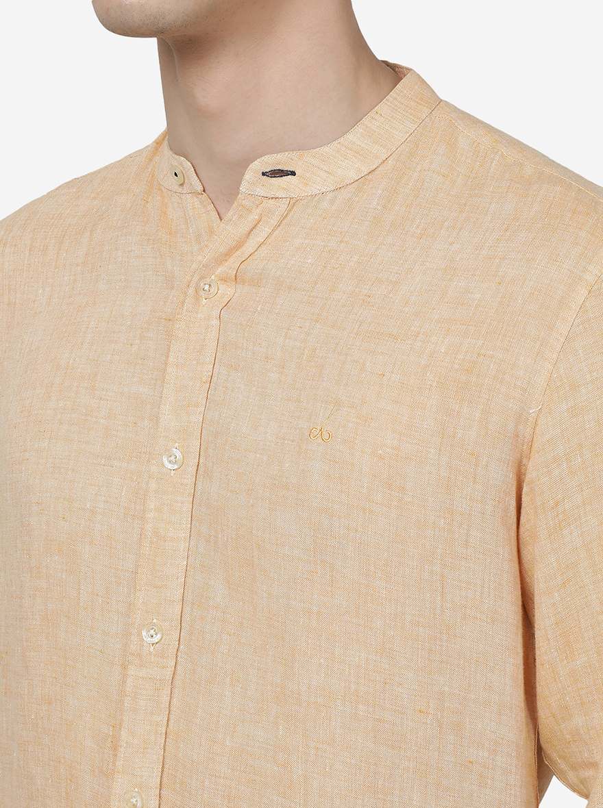 Marigold Solid Slim Fit Casual Shirt | JadeBlue