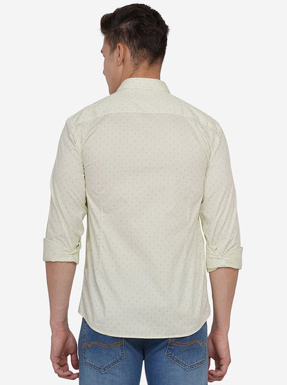 Lime Green Printed Slim Fit Casual Shirt | JadeBlue