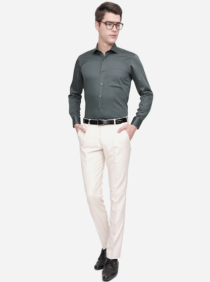 Dark Grey Solid Slim Fit Formal Shirt | Metal