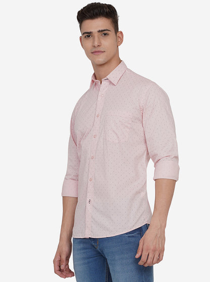 Light Pink Printed Slim Fit Casual Shirt | JadeBlue