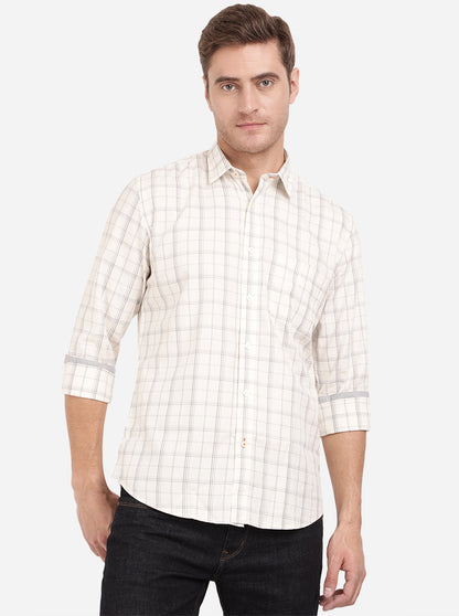 White Checked Slim Fit Casual Shirt | Greenfibre