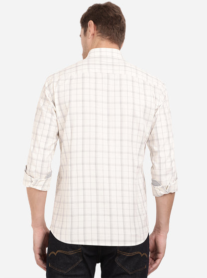 White Checked Slim Fit Casual Shirt | Greenfibre