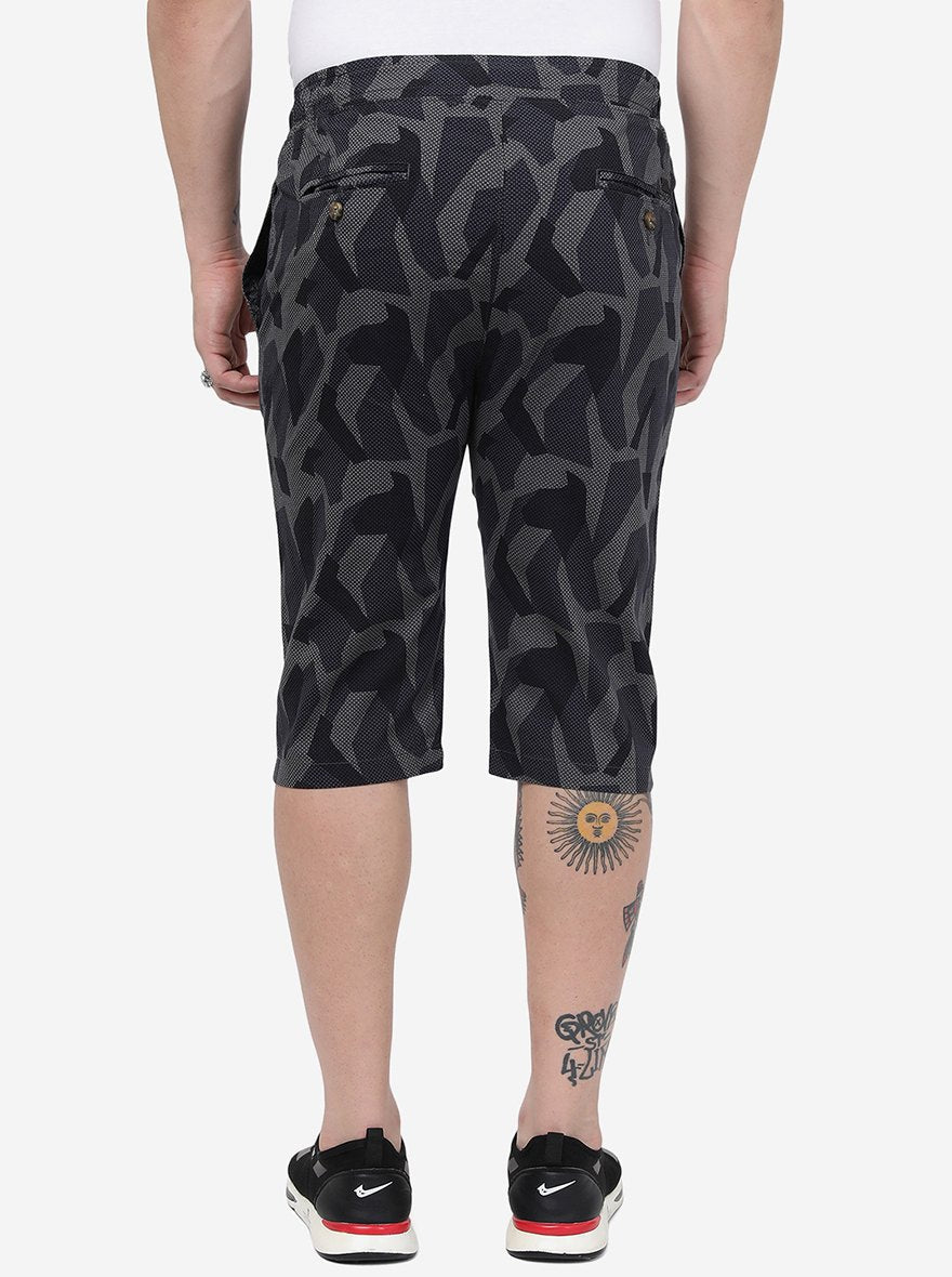 Grey Camo Printed Slim Fit Capri | JadeBlue