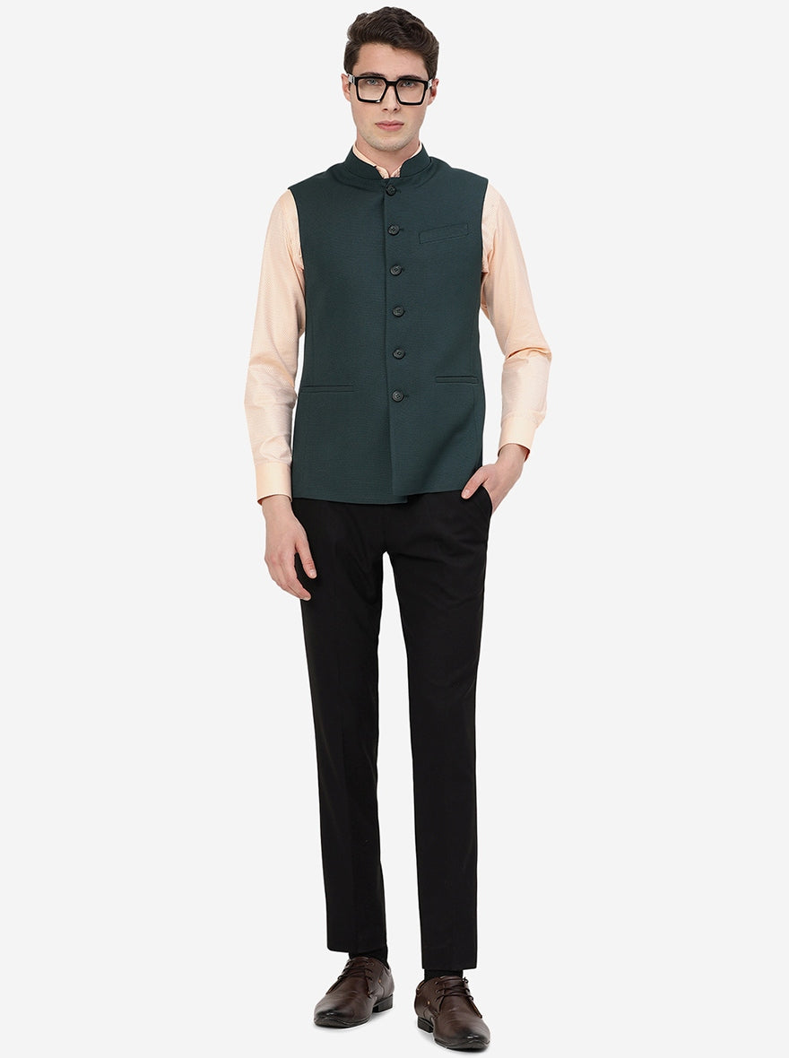 Green Solid Regular Fit Modi Jacket | JadeBlue