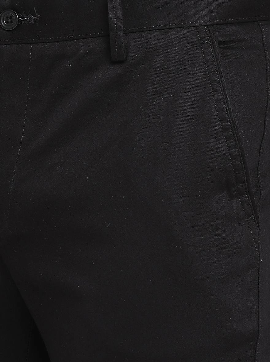 Black Solid Super Slim Fit Casual Trouser | Greenfibre