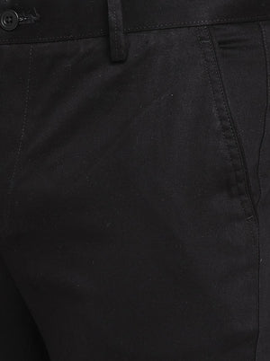 Black Solid Super Slim Fit Casual Trouser | Greenfibre