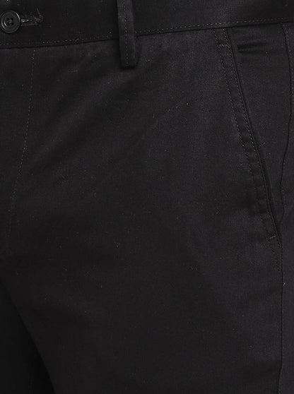 Black Solid Super Slim Fit Casual Trouser | Greenfibre