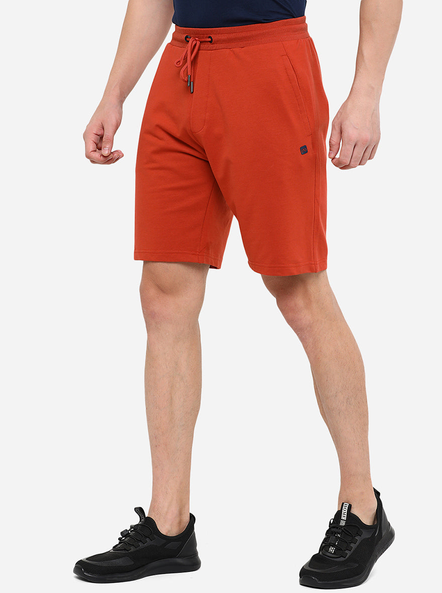 Rust Solid Regular Fit Shorts | JadeBlue