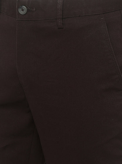 Brown Solid Super Slim Fit Casual Trouser | Greenfibre
