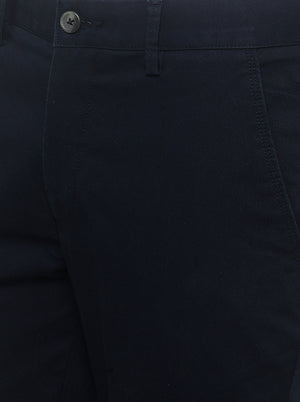 Navy Blue Solid Super Slim Fit Casual Trouser | Greenfibre