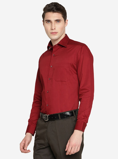 Maroon Solid Slim Fit Formal Shirt | Metal