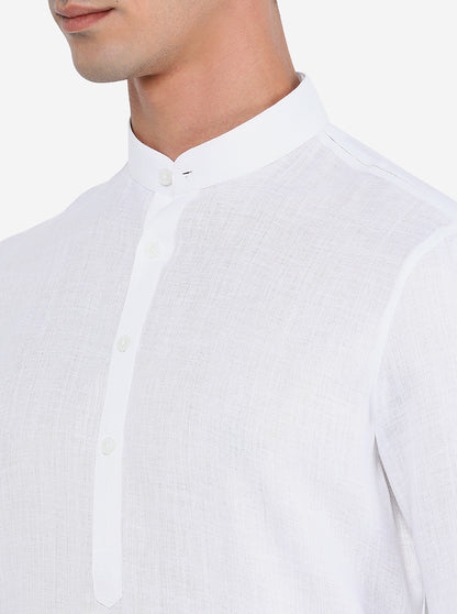 Ice White Self Textured Modi Kurta | JadeBlue