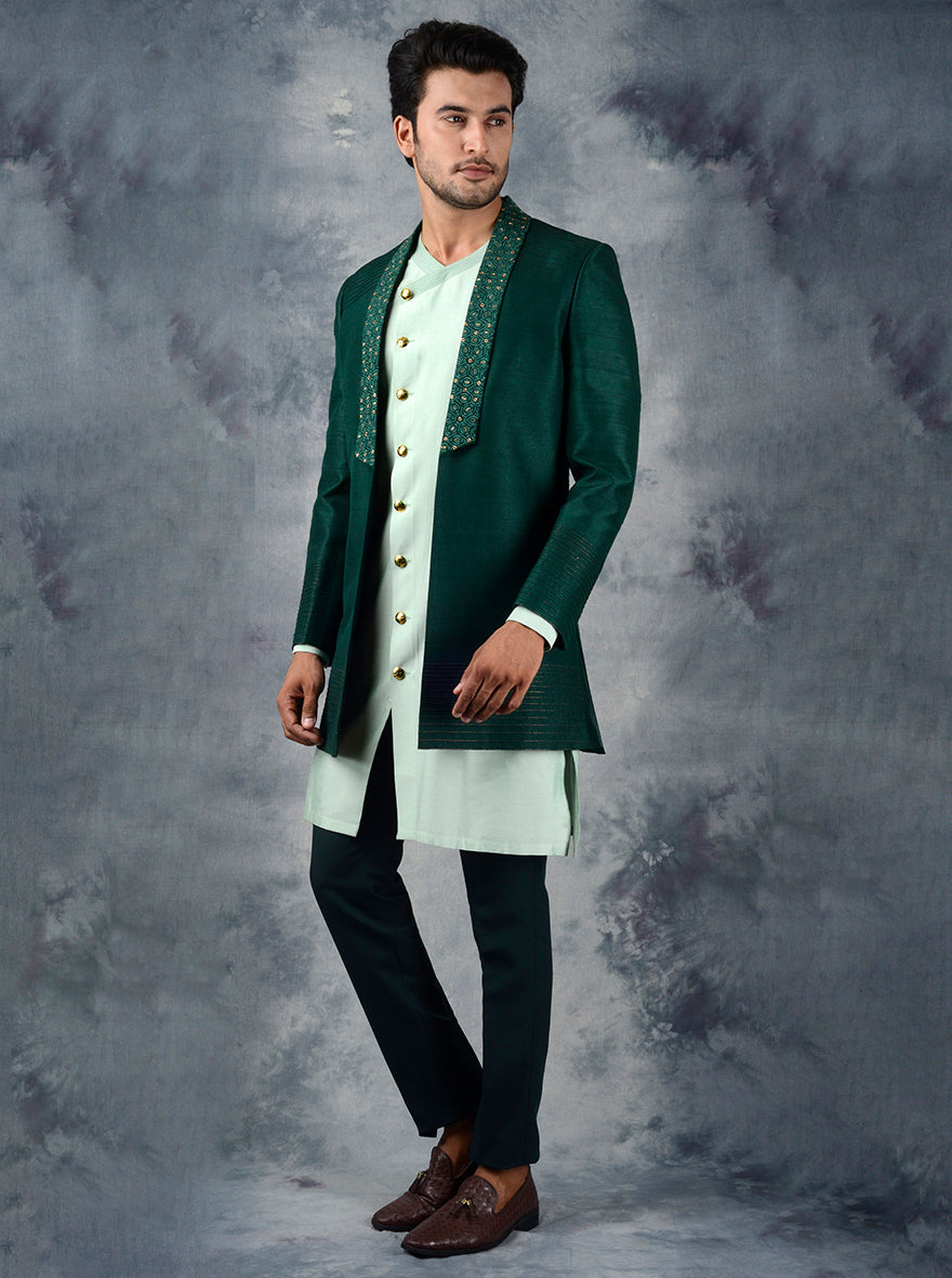 Denim Grey Jodhpuri Blazer with Black Trouser| Perfect for Wedding and –  Rajanyas