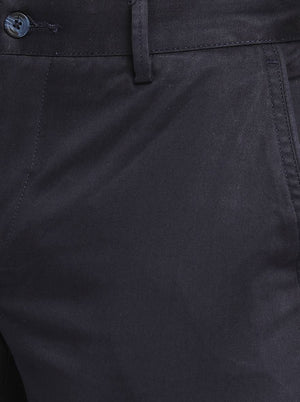 Navy Blue Solid Super Slim Fit Casual Trouser | Greenfibre