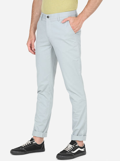 Metal Grey Solid Uno Fit Casual Trouser | JadeBlue