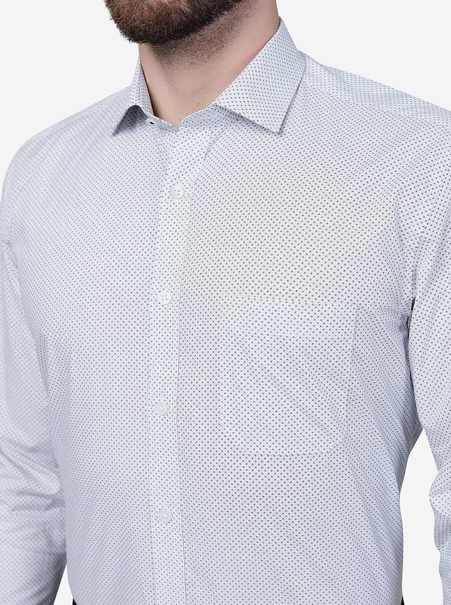 Grey Printed Regular Fit Formal Shirt | Greenfibre