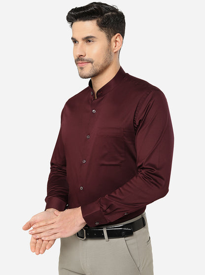 Maroon Solid Slim Fit Formal Shirt | Metal