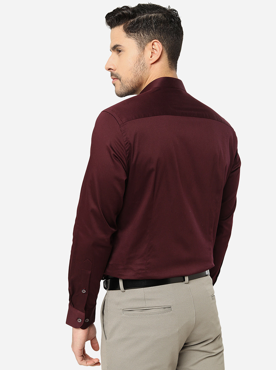 Maroon Solid Slim Fit Formal Shirt | Metal