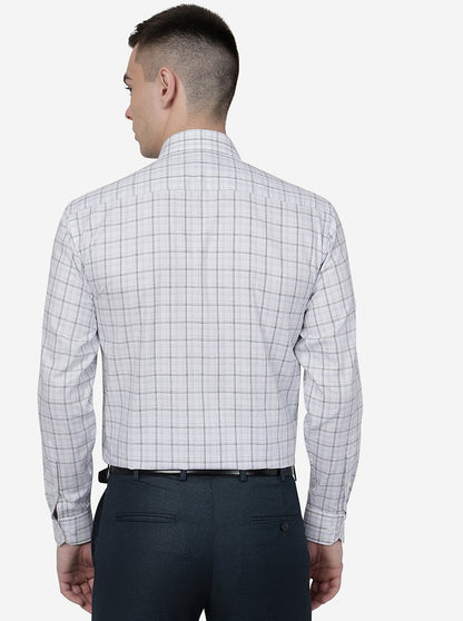 White & Black Checked Regular Fit Formal Shirt | JadeBlue