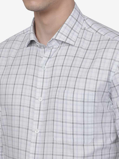 White & Black Checked Regular Fit Formal Shirt | JadeBlue