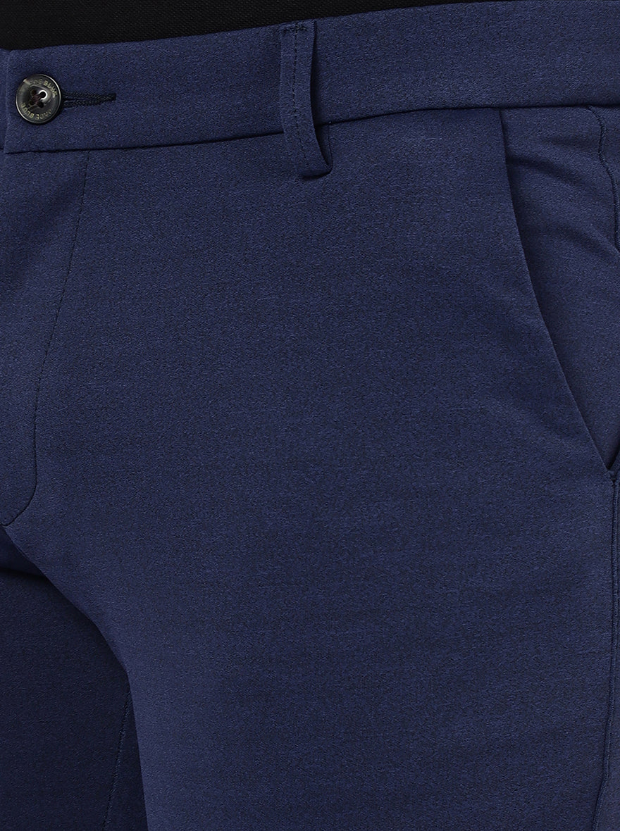 Navy Blue Solid Venice Fit Casual Trouser | JadeBlue