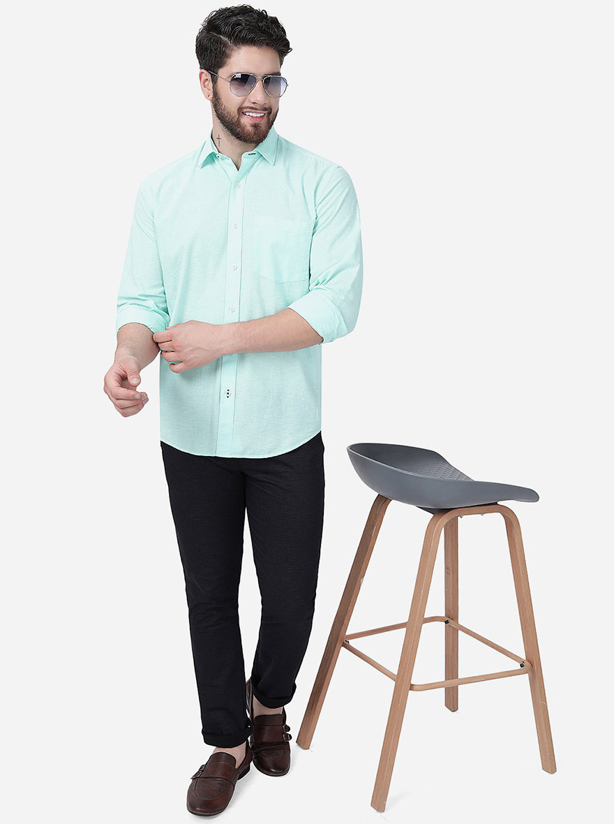 Green Solid Smart Fit Casual Shirt | Greenfibre