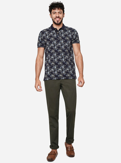 Dark Olive Solid Uno Fit Casual Trouser | JadeBlue