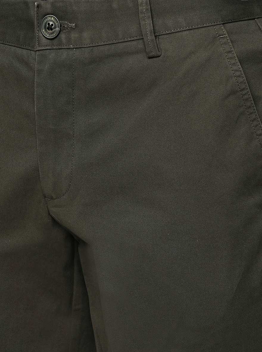 Dark Olive Solid Uno Fit Casual Trouser | JadeBlue