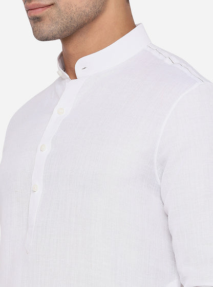 White Solid Regular Fit Modi Kurta | JadeBlue